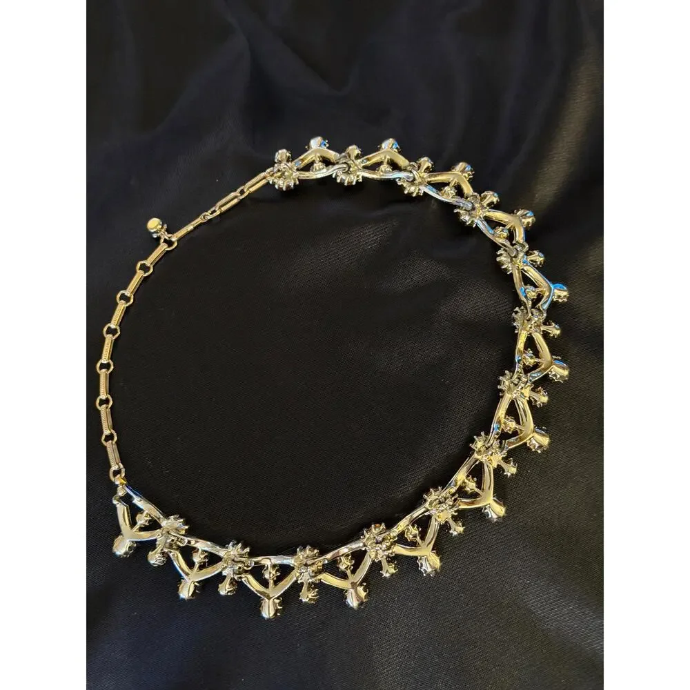 Vintage Signed Coro Necklace and Clip Earrings Set • Teardrop Choker • AB Oil S
